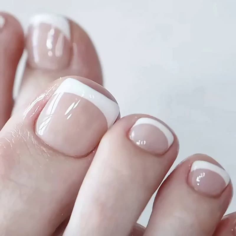 24Pcs Pregos De Dedos Dos Pés Falsos Da Natureza Cor Francesa Nua De Unhas Dicas Artificiais Prensa Artificial Sobre