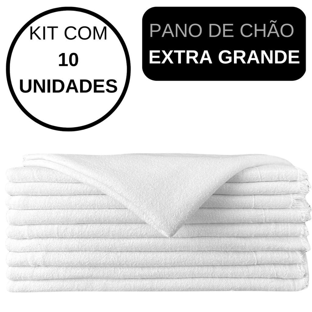Kit 10 Pano De Chão Branco Grande Saco Duplo Algodão Atacado 65 X 45 Premium