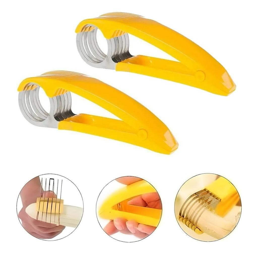 Kit 2 Fatiadores Cortador de Alimentos Banana Frutas Legumes