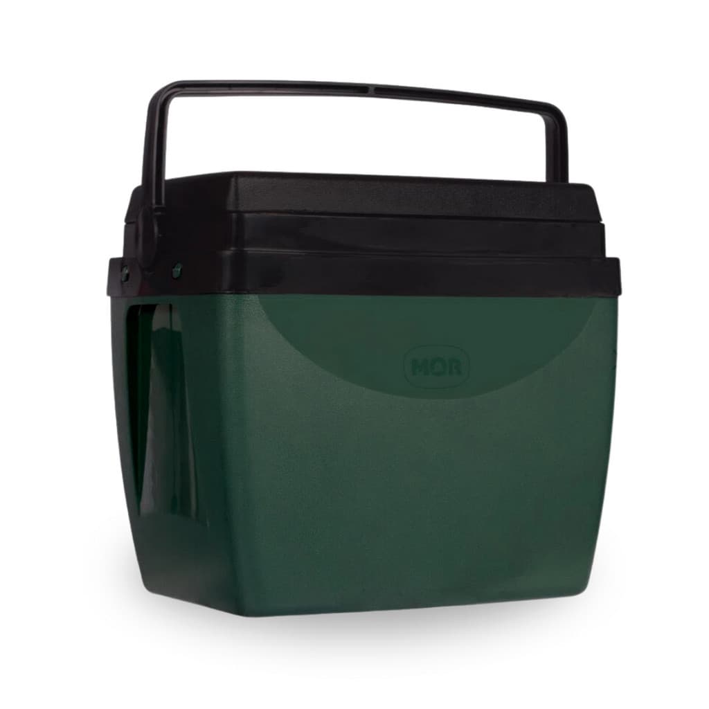 Caixa Térmica 26L Verde E Preto Mor Cooler Multiuso Prático Com Alça Versátil Porta Copos Bebidas Praia Piscina Camping