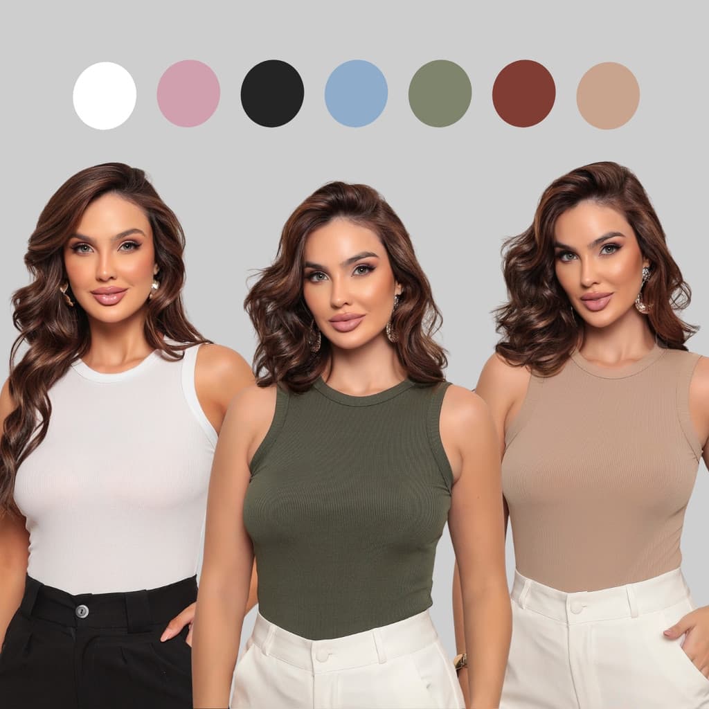Kit Regata Básica Feminina Canelada Cavada Social Blusa