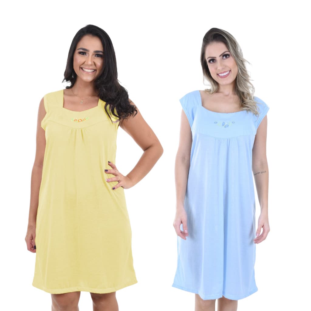 Kit 2 Camisola Feminina Malha Confortavel Senhora Verão