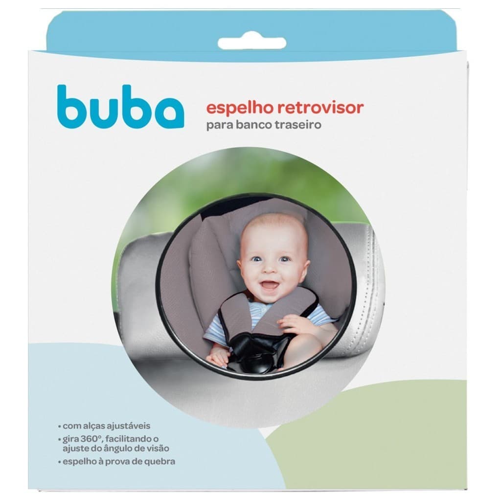 Espelho Retrovisor Redondo para Banco Traseiro Bebê Conforto Cadeirinha Carro Buba