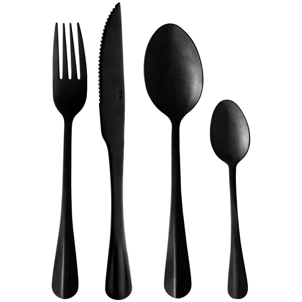 Faqueiro em Aço Inox Positano Preto 24 Pçs - Lyor