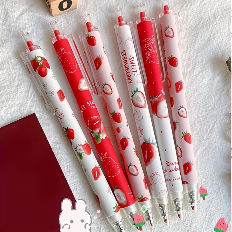 6Pcs/Set 0,5mm Sweet Strawberry Canetas De Gel Retráteis Perfumadas-Perfeitas Para Escrever E Desenhar !