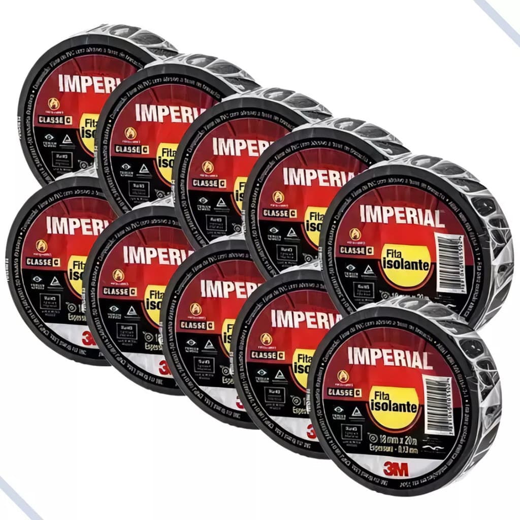 Kit Com 10 Fita Isolante 20mts 0,13mmx18mm Imperial 3M