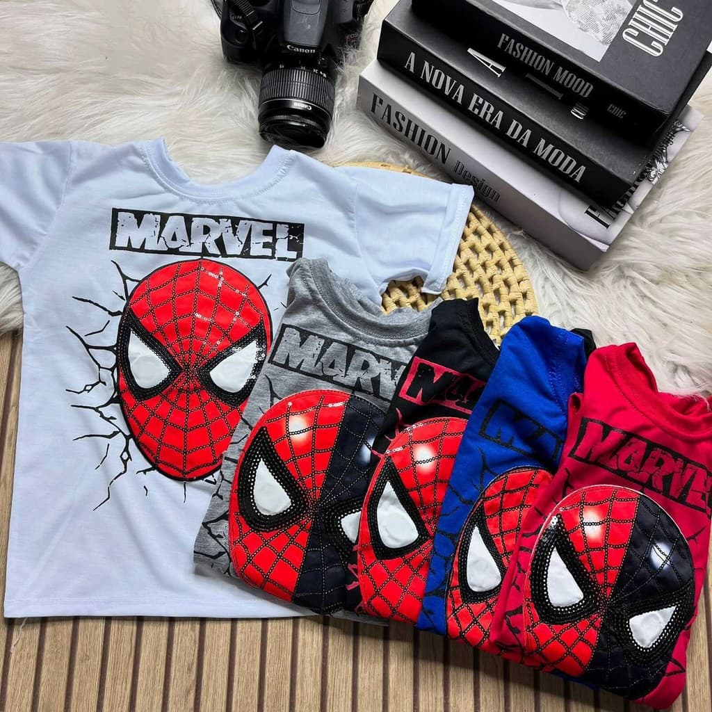 Camiseta LED Homem Aranha Infantil