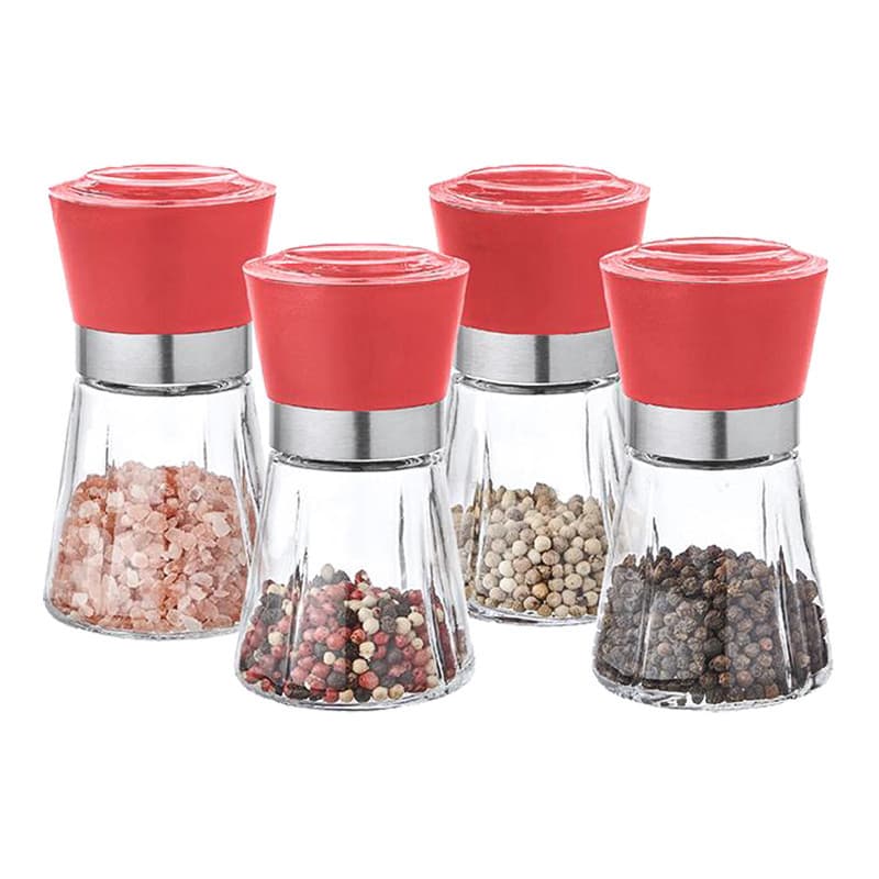 Kit 4 Moedor Para Sal e Pimenta 13cm Vermelho Hauskraft
