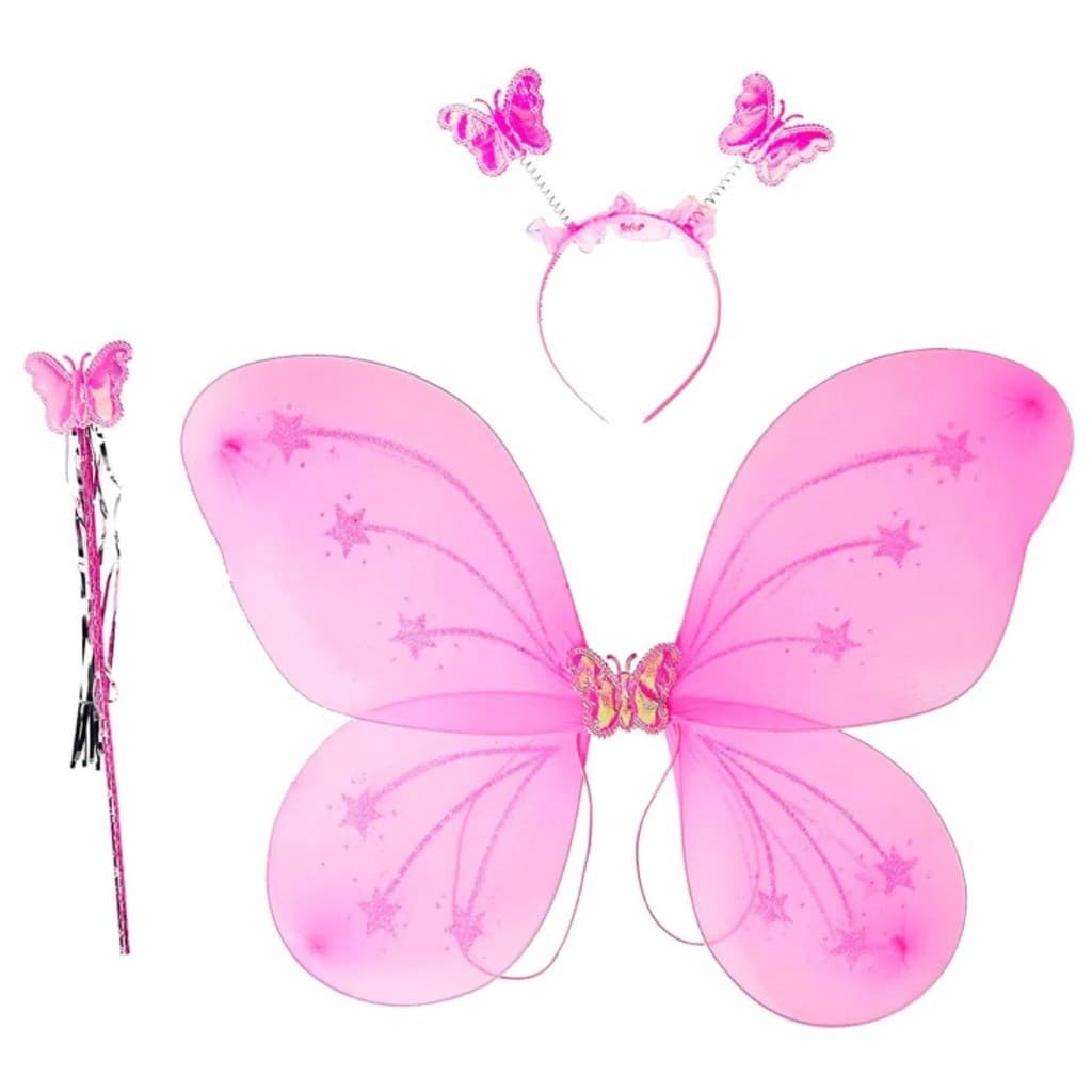 14 Kit Asa De Borboleta Fantasia Infantil Fada com Tiara e Varinha MT