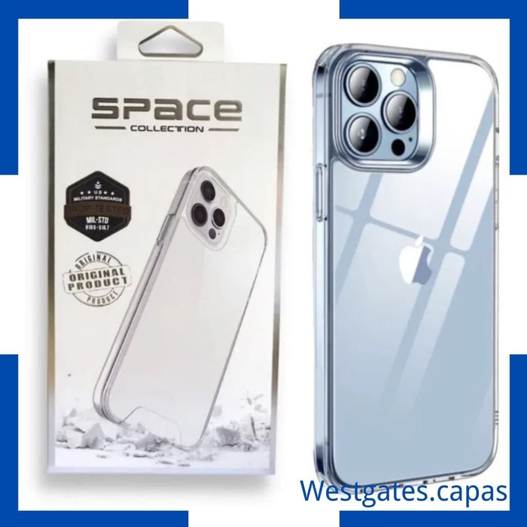 Capa Space Transparente Compativel para iphone 7/8 plus / XS XR 11 12 13 14 15 16 17 pro max 16E 17 Air