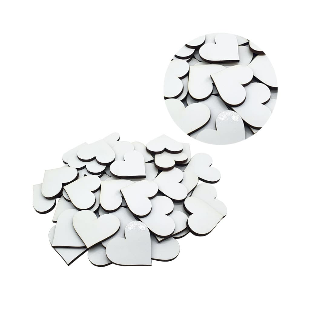 Apliques Coração Decoração MDF Branco Artesanato