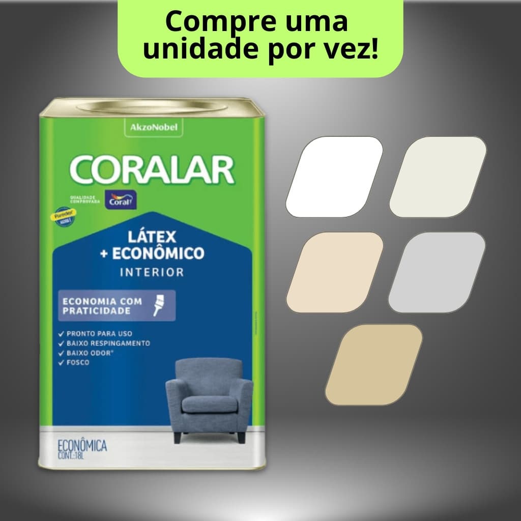 Tinta Econômica Fosca Coralar Paredes Coral 18 Litros Anti Mofo Acrílica Interno Interior Cores