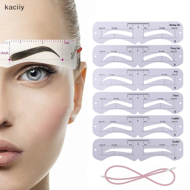 Kaciiiy 6Pcs Guia De Desenho De Sobrancelhas Reutilizável Modelador Cartão