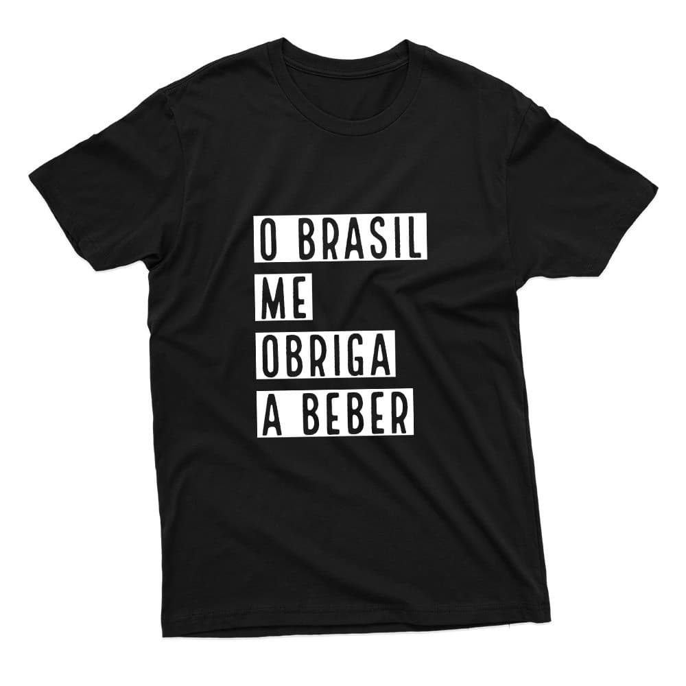 Camiseta  Estampa Frase O Brasil Me Obriga a Beber 100% Algodão