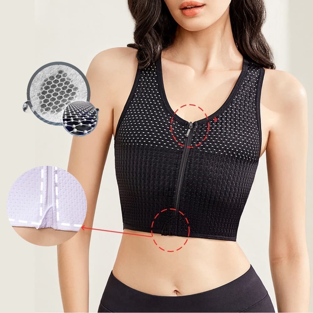 Pasta De Peito Feminina Com Zíper Central , Materiais Finos , Roupas Esportivas Respiráveis