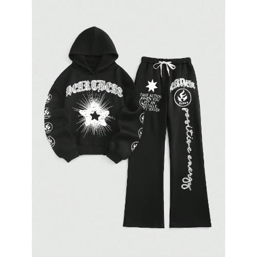 Conjunto Moletom e Calça de Mo Estampa de Borboleta, para Outono/ INVERNO LANÇAMENTO