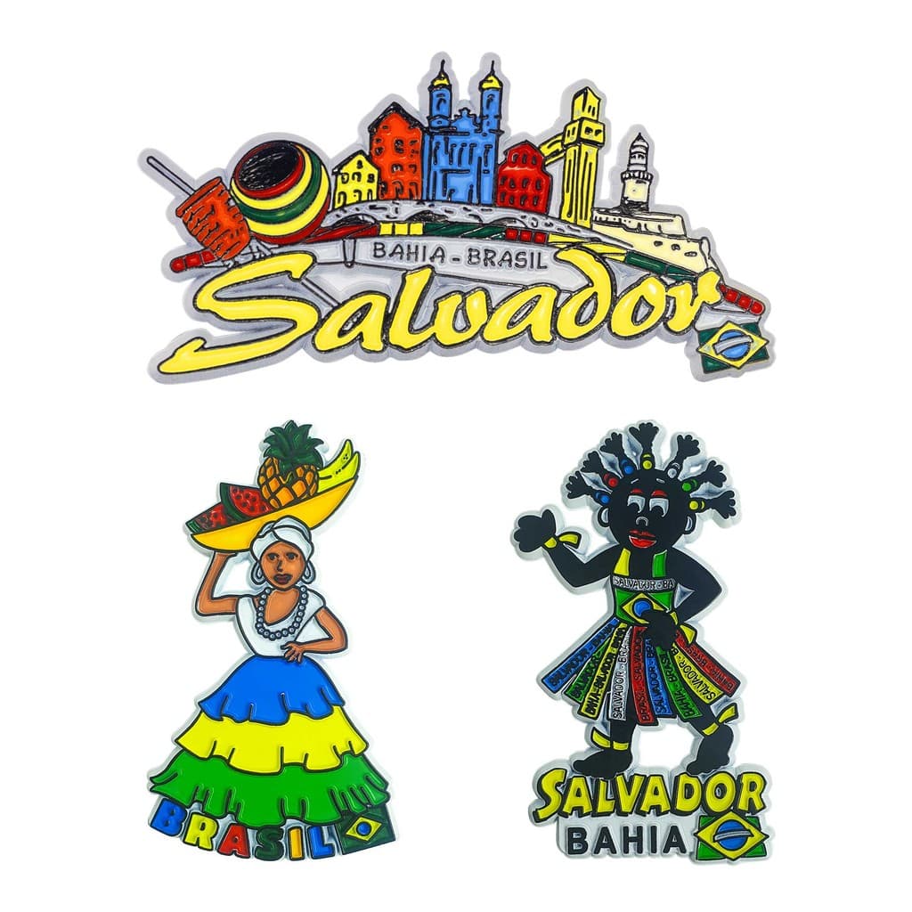 Kit 12 Imãs de Borracha Souvenir Turístico Nordeste Salvador Bahia