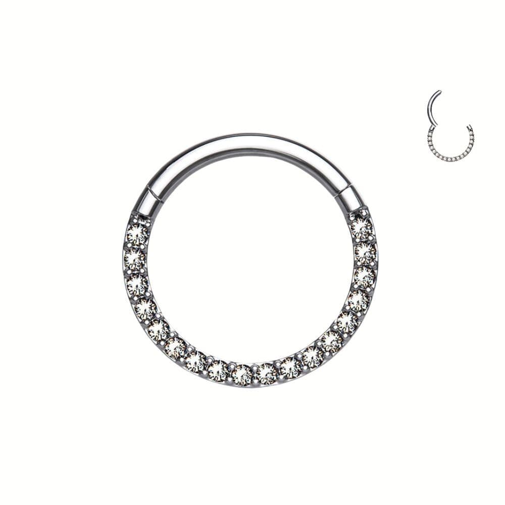 Piercing Titanio Argola Fecho Click Cravejada Mamilo Orelha