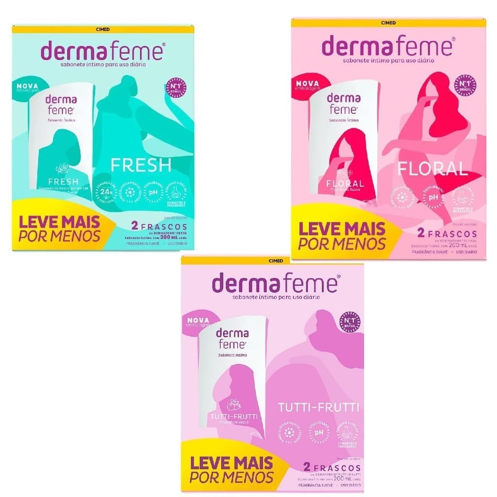 Cimed Dermafeme Sabonete Intimo Kit 2 Frascos De 200ml Cada