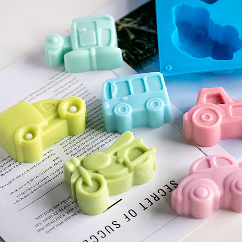 6 Cavity Veículos Carros De Sabão Moldes Para Arte Artesanato Silicone Bolo Chocolate Fazendo Bonitos Temáticos