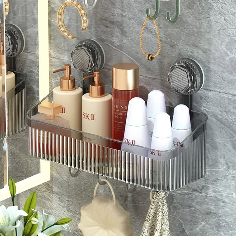 Suporte de acrílico para rack de shampoo para banheiro montado na parede
