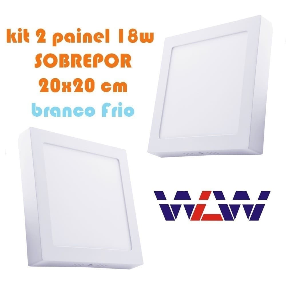 KIT 2 Painel Plafon LED Sobrepor 18W  Quadrado 22x22 cm Bivolt nota fiscal 3 meses garantia