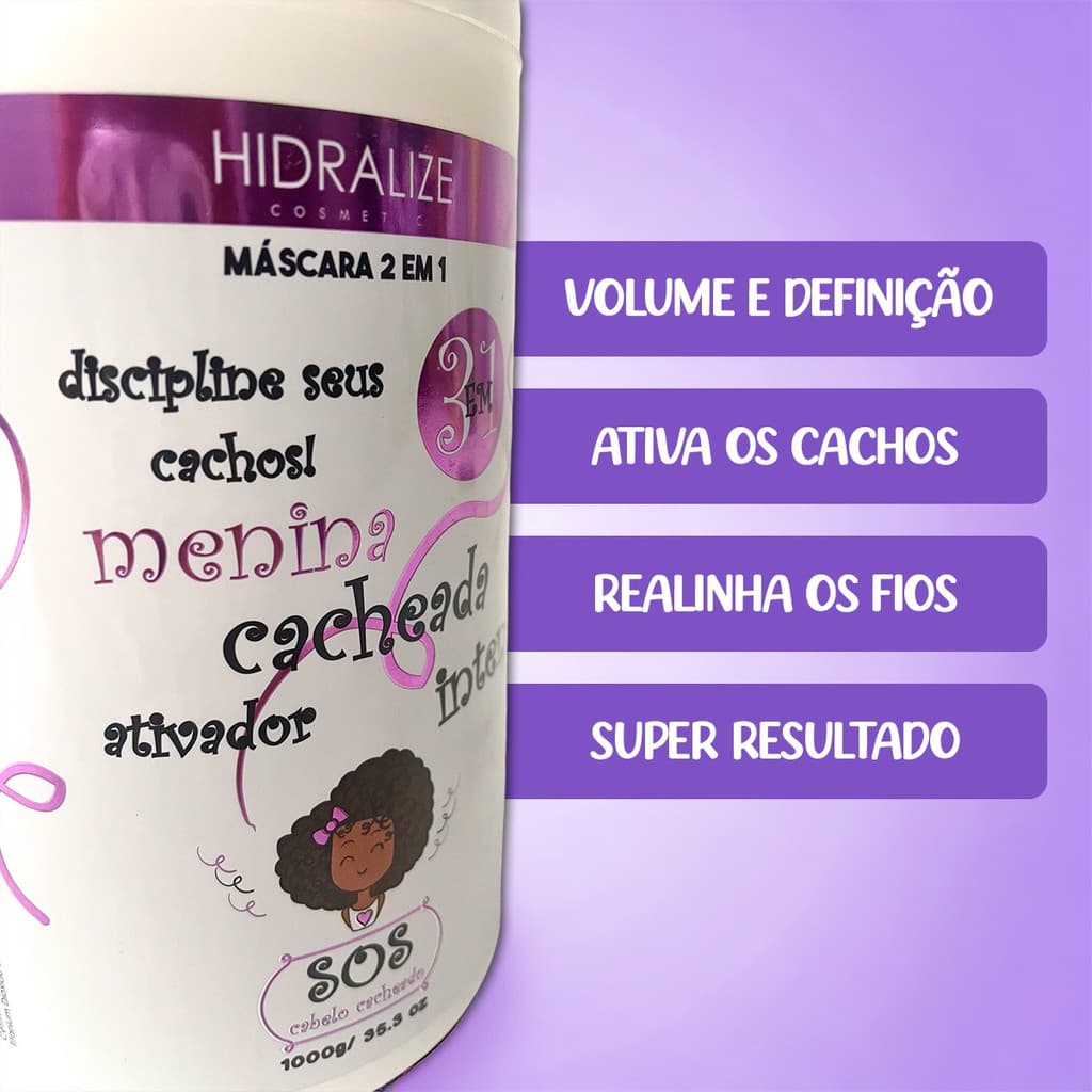 Mascara 2 Em 1 Menina Cacheada 1kg Hidralize Ativa Os Cachos