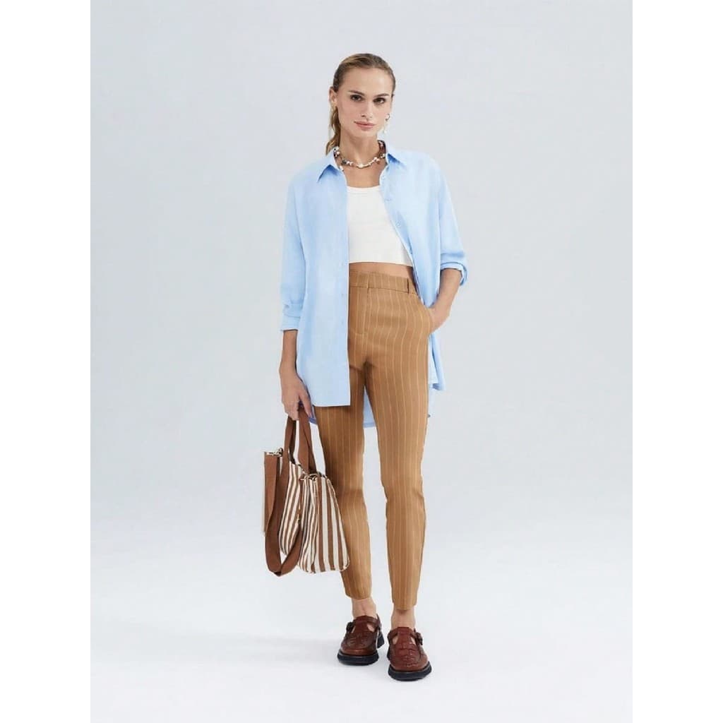 Calça Feminina Slim Estampada Cintura Média Em Alfaiataria - Preta-  HERING