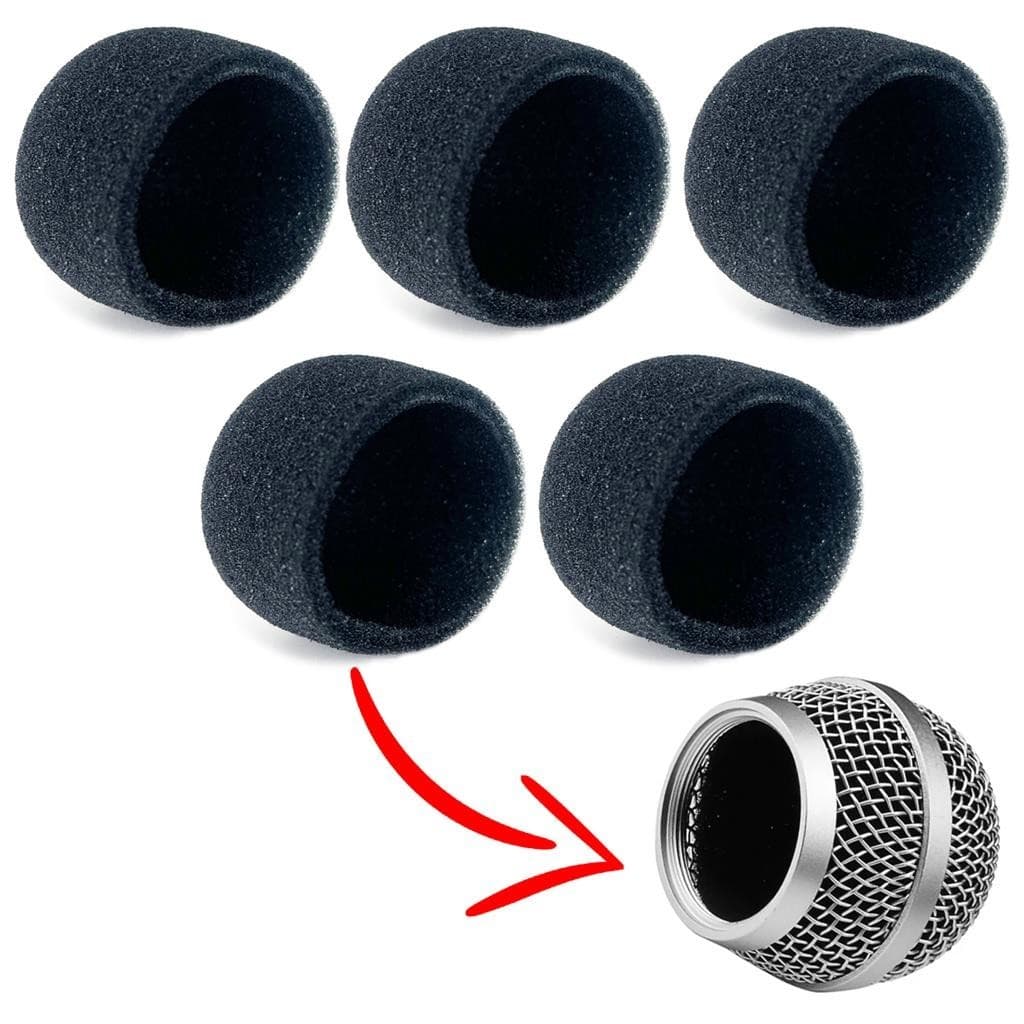 5 un Espuma Interna Preta Protetora Para Globo De Microfone Leson, Shure  Linha 58 Ak 056 e Similares Pop Filter