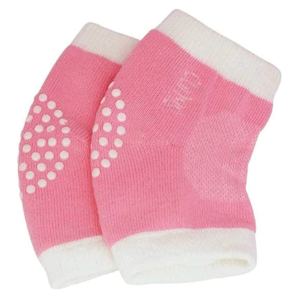 Joelheira Antiderrapante Para Bebê Engatinhar Clingo Rosa/Branco