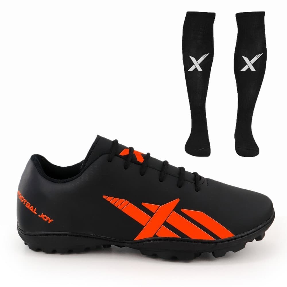 Kit Chuteira de Futebol Sola Society Trava Sola Costurada + Meião