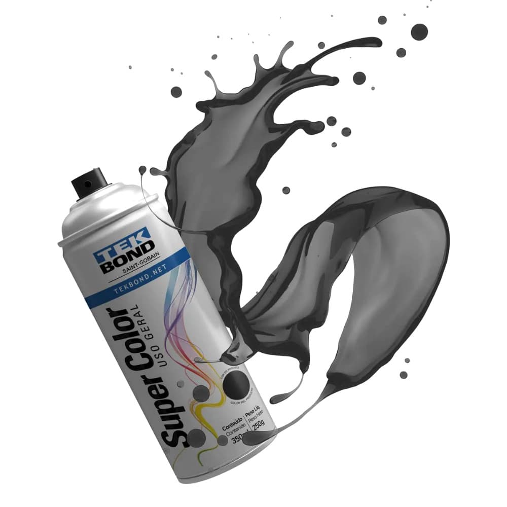 Tinta Spray Alta Temperatura Preto Fosco SuperColor 350ml Tekbond