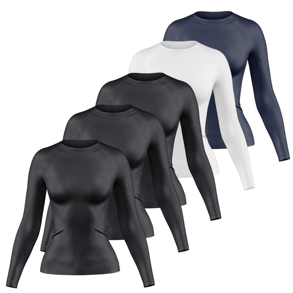 Kit 5 Camisetas Manga Longa Feminina Dry Proteção UV Básica Lisa Academia Treino Fitness