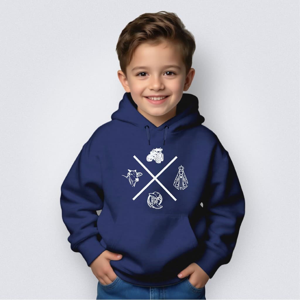 Blusa Moletom Infantil Canguru Capuz Nelore Cowboy USA Agro Country Farm Gola Careca Campo Envio 24H