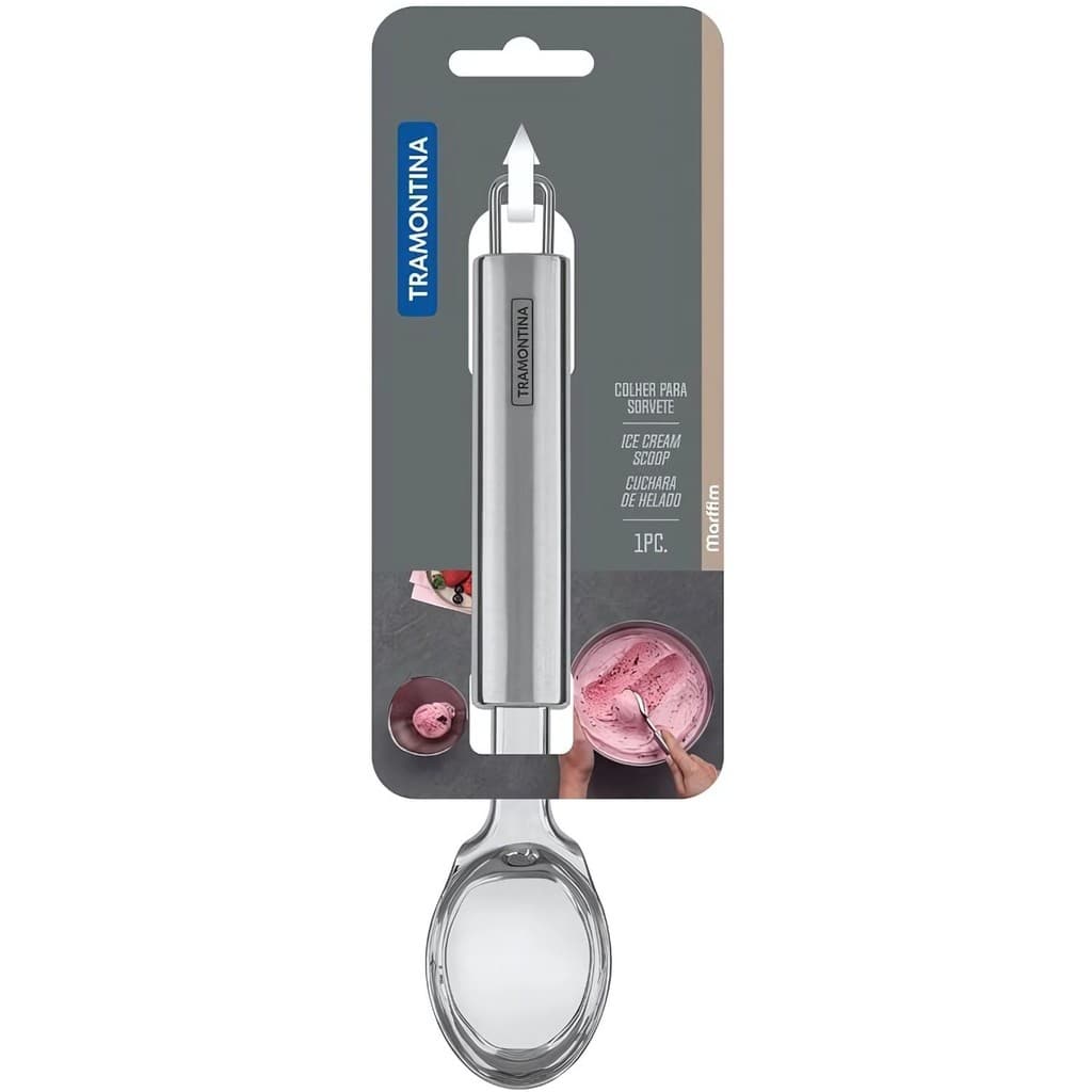 Colher Aço Inox Para Sorvete Tramontina Marfim concha sobremesa docinho açai cozinha sorveteria pegador bola