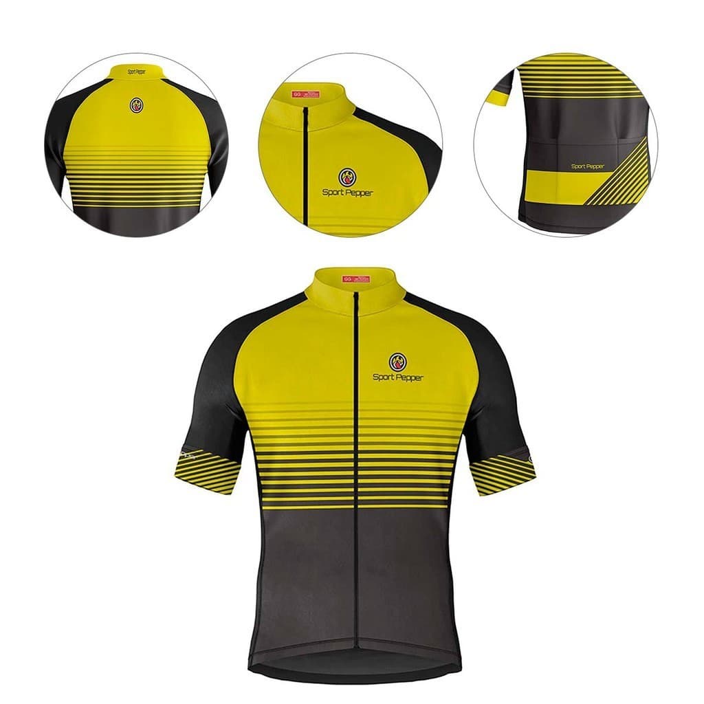 Camisa Sport Pepper Masculina Aji Amarela e Preta Ciclismo 22
