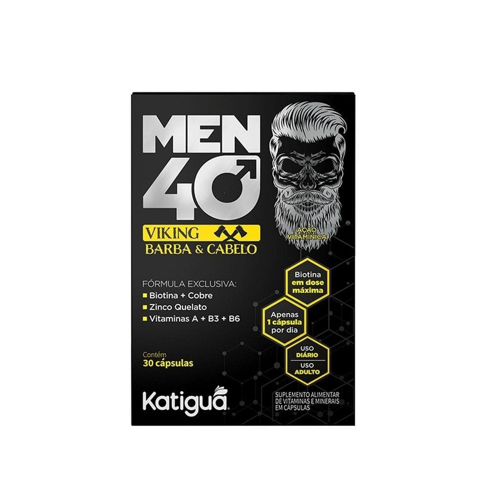 Vitamina para Barba & Cabelo Men40 Viking Katiguá 30 Cápsulas