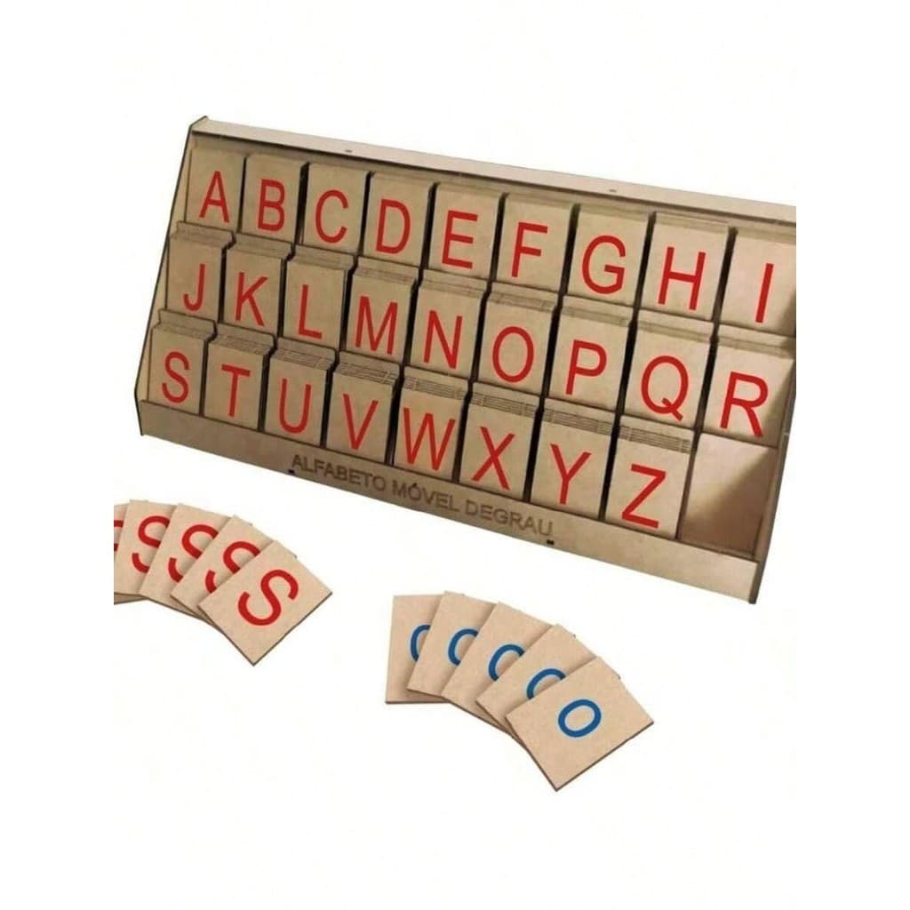 Brinquedo Educativo Para Crianças Alfabeto Móvel Degrau 130 Peças Montessoriano