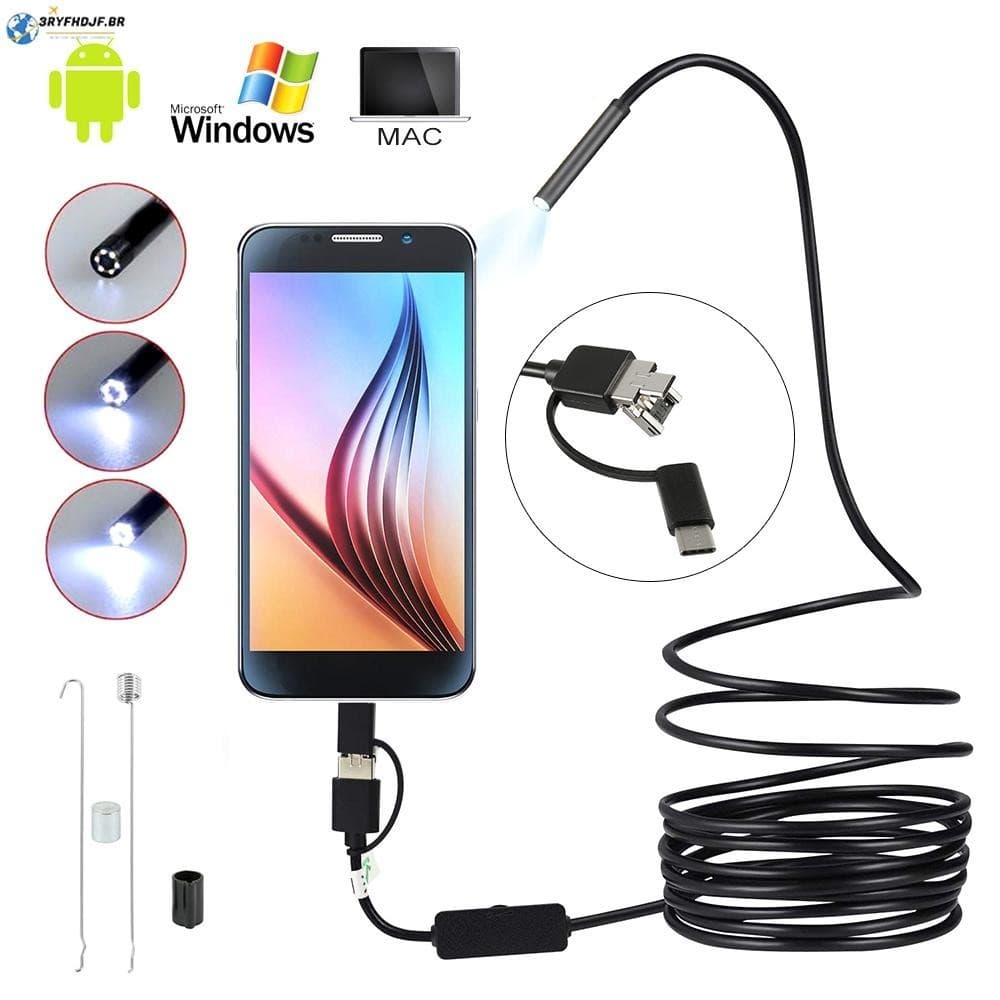 [1m/2m/3.5m/5m/10m] Câmera De Inspeção Industrial Endoscópio HD À Prova D'água Com 6 Leds Para Windows System Android Phone OTG SHOPSKC9920