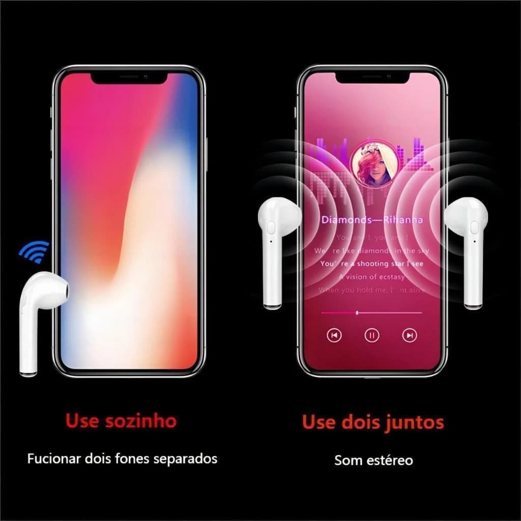 Fone Sem Fio i7 mini Tws Bluetooth Para Celular Com Microfone. ALTA QUALIDADE HD MEGA OFERTA  Merlin Store