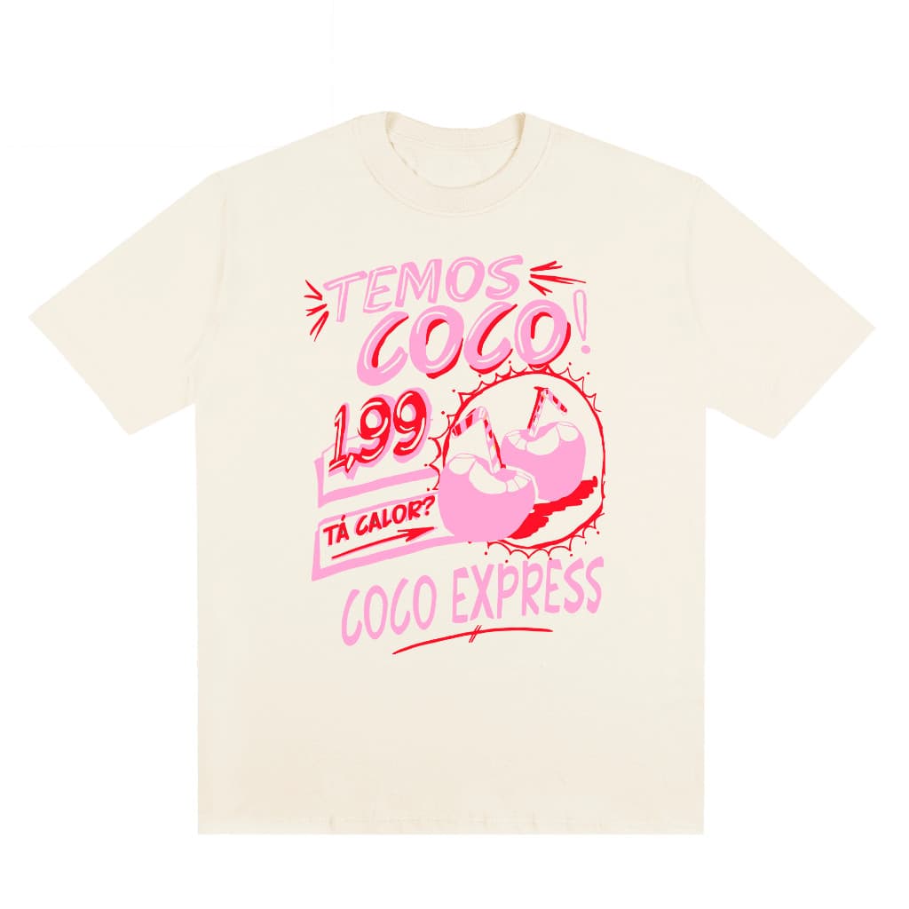 Camiseta Feminina 100% Algodão Premium Temos Coco