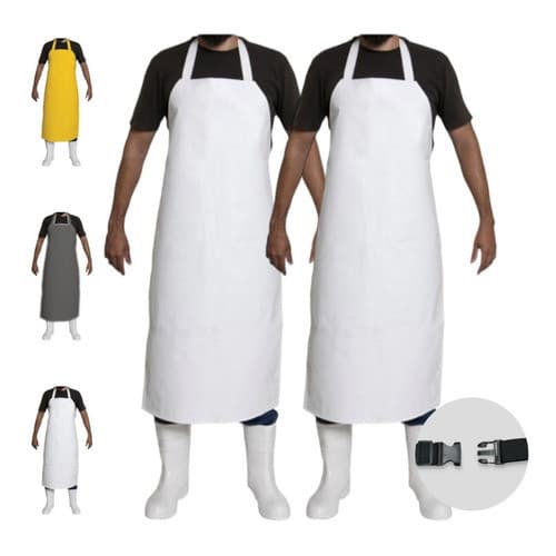 Kit 2 Avental Branco Higiênico Impermeável Açougue Peixaria Padaria Pizzaria Bar