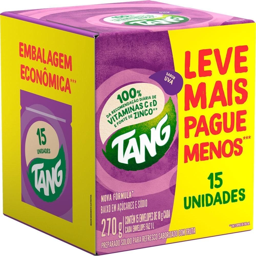 Refresco em Pó Tang Uva 18g com 15un Leve + Pague -
