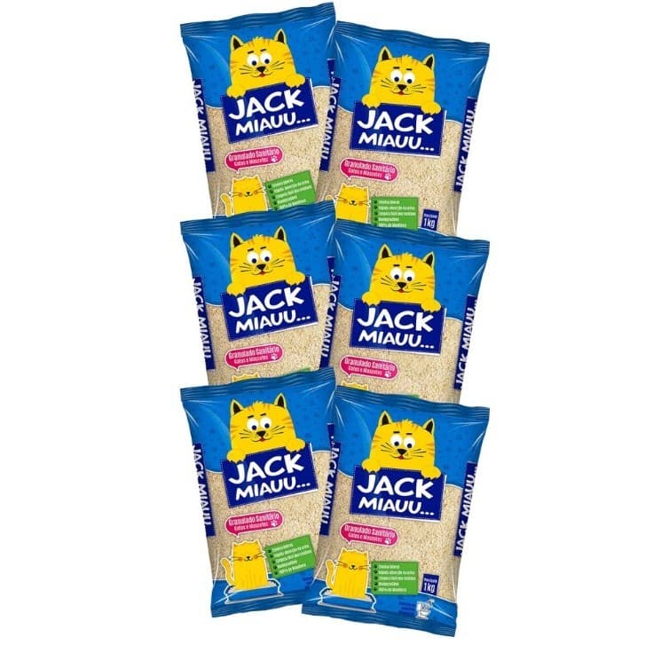 Areia para Gatos Jack Miau Granulado Sanitário Higiênico Biodegradável 6 pacotes