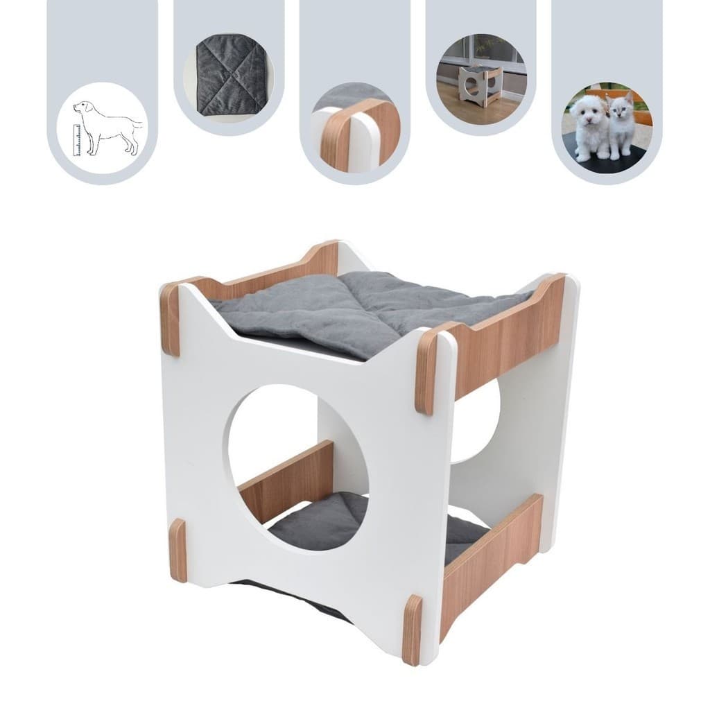 Casinha Mesa de Canto Gato 2 Andar Toca PET MDF Cama Modelo Modular