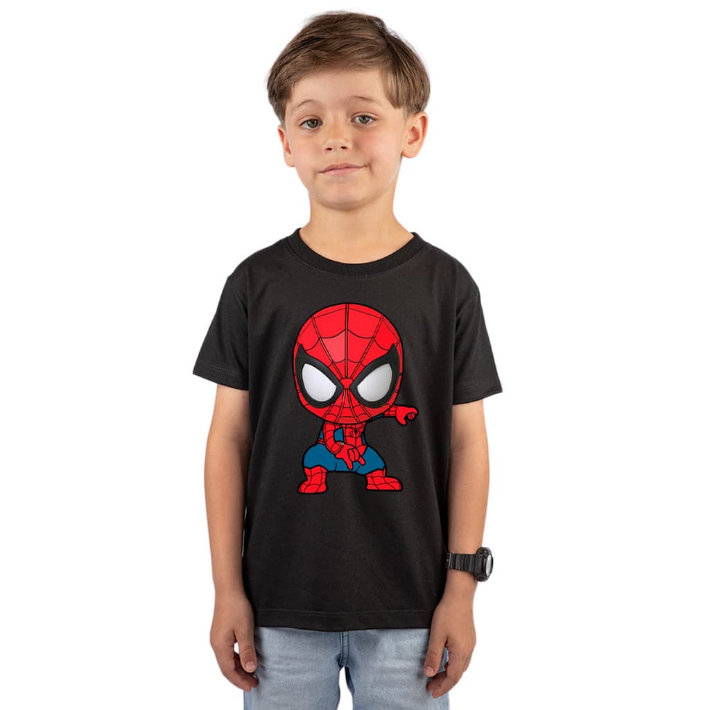 Camiseta Lisa Infantil Homem Aranha Spiderman Unissex Menino Menina 100% Algodão Confortável Presente Escolar