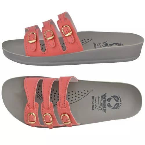 Chinelo Ortopédico Feminino Birken Anatômico Webe Flex Salmão Macio Leve Confortável 3 Fivelas