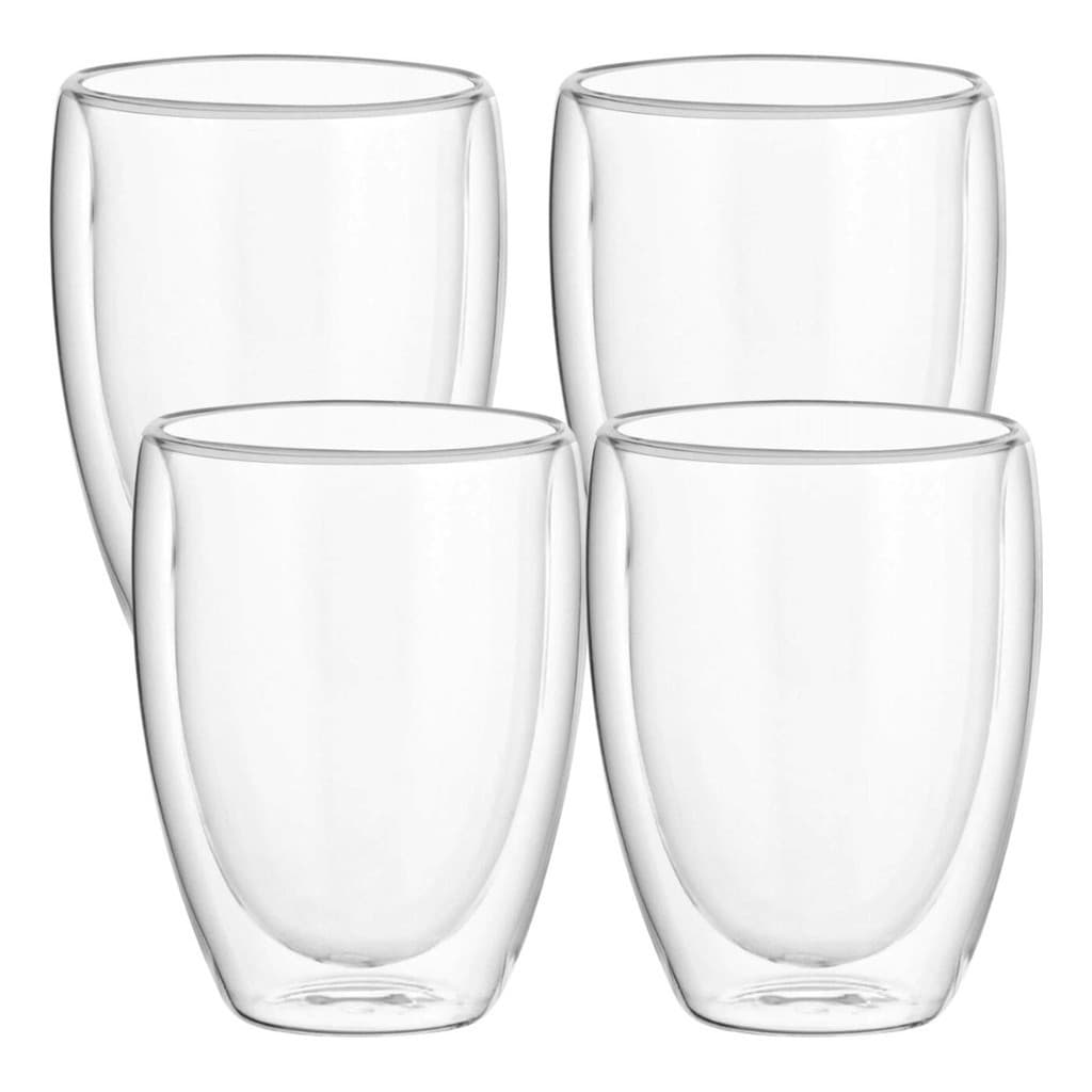 Jogo Copo Parede Dupla Vidro 450ml Copo Duplo Grande Kit 4un