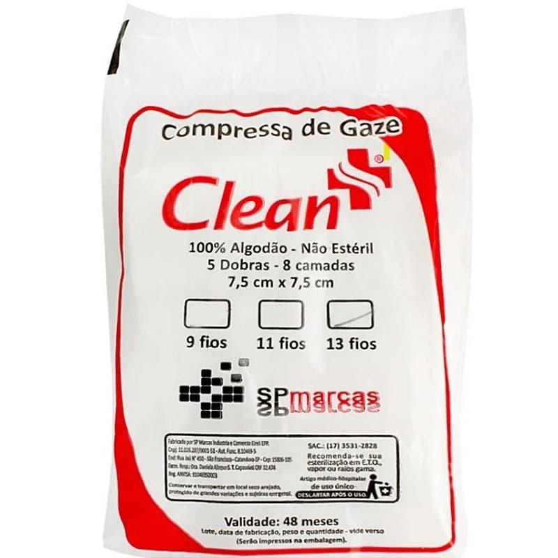 Compressa de Gaze Pacote C/500 Unidades 13 Fios Não Estéril - SP Marcas