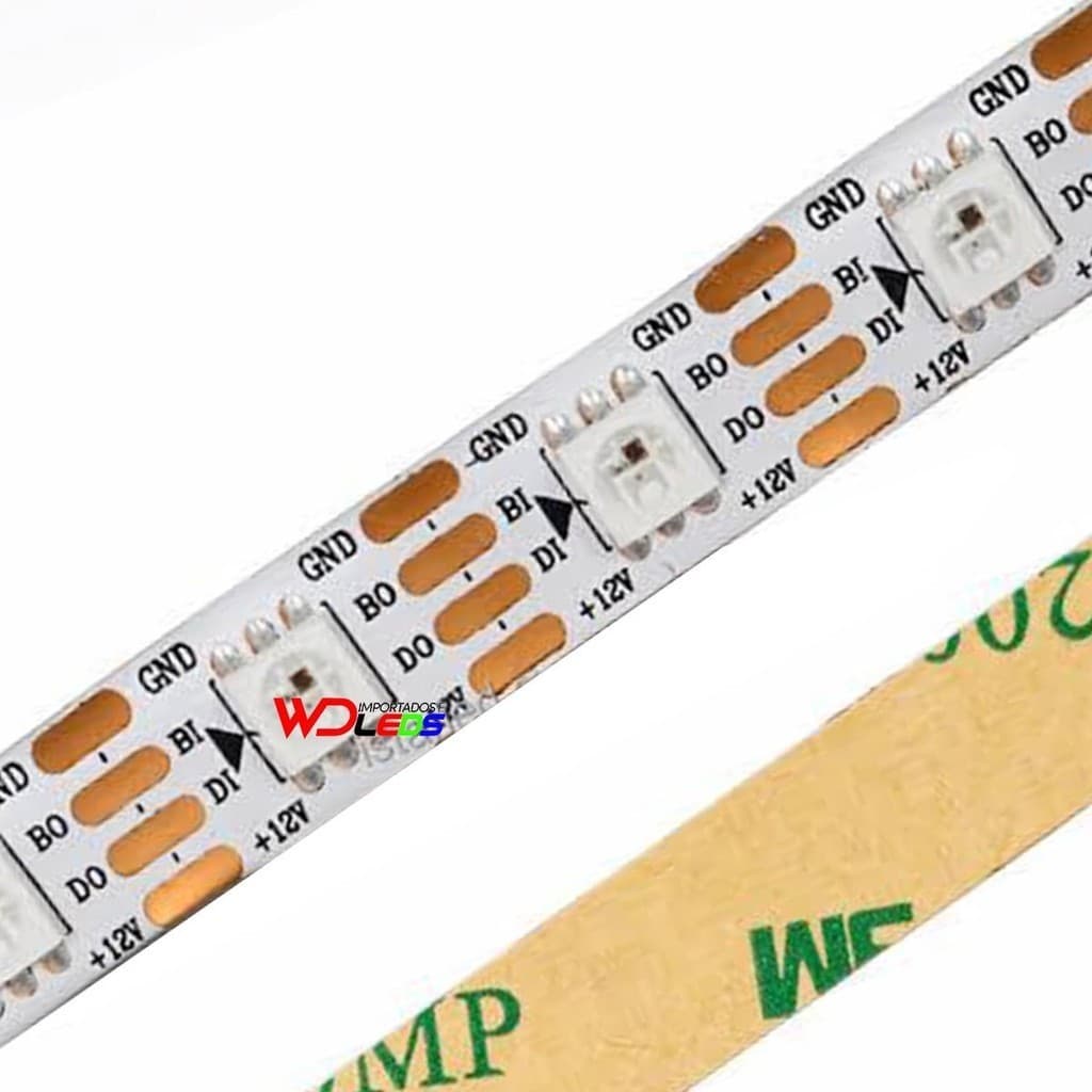 Fita De Led Ws2815 Endereçável Por Metro 12v Branco e Preto